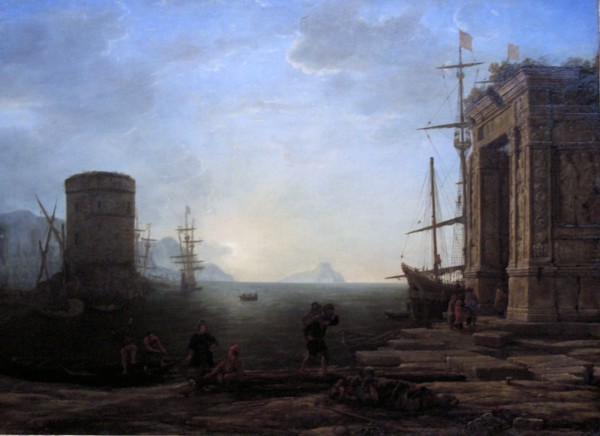 Harbour view at sunrise by Claude Lorrain